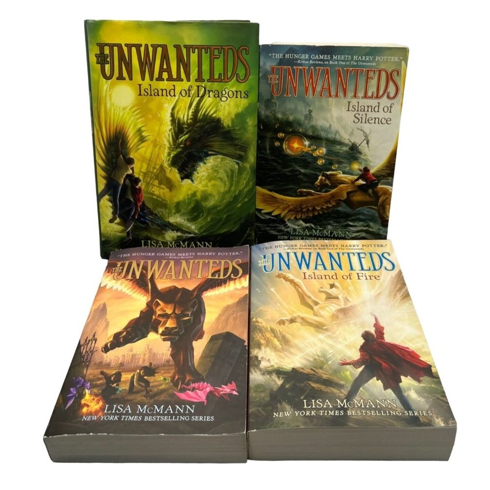 Lot of 4 The Unwanteds Books 1 2 3 7 Lisa McMann Island Silence Fire Dragons